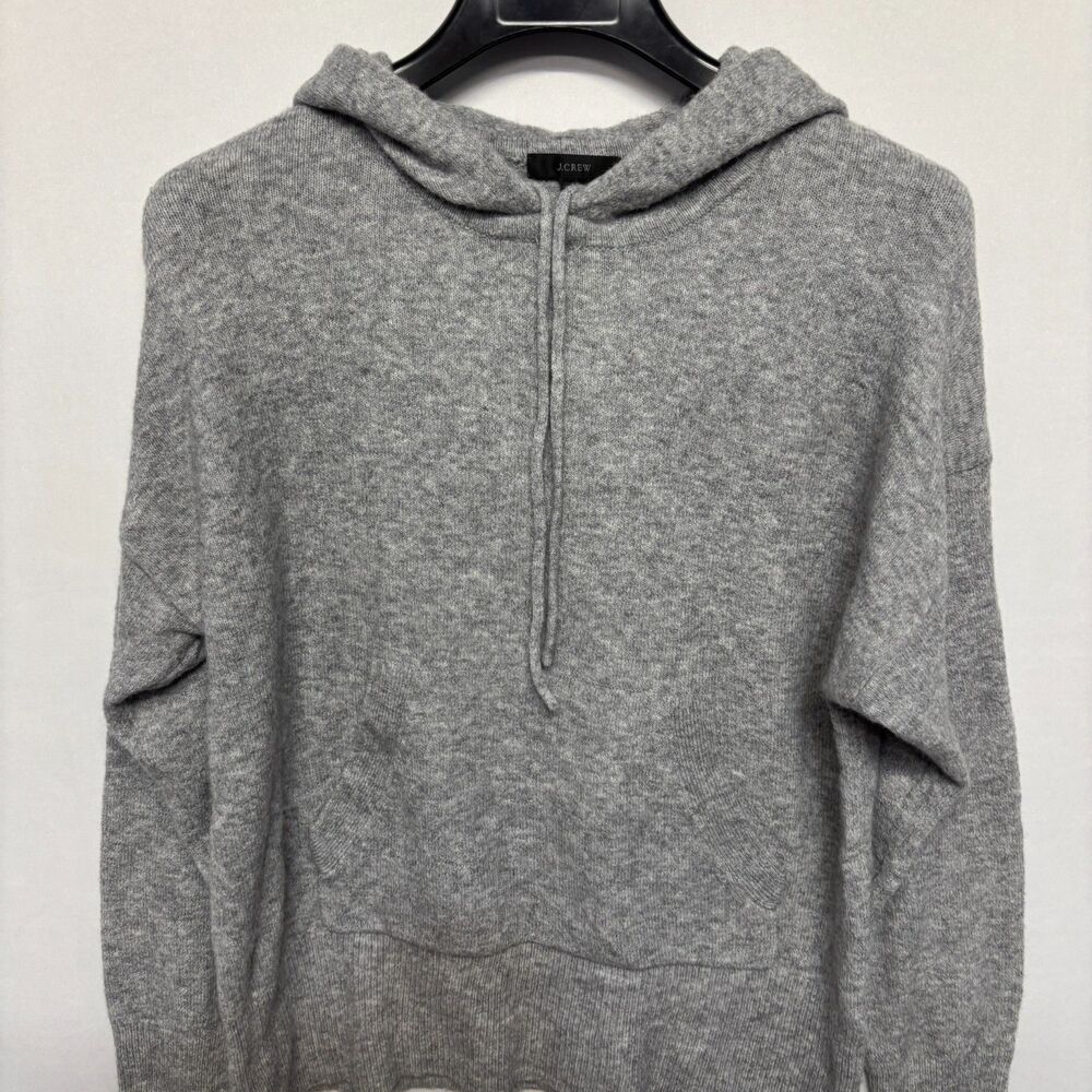 J Crew Women Wool Alpaca Blend Hoodie Sweater Size Medium FA21 Gray D131 -4 - Picture 9 of 16